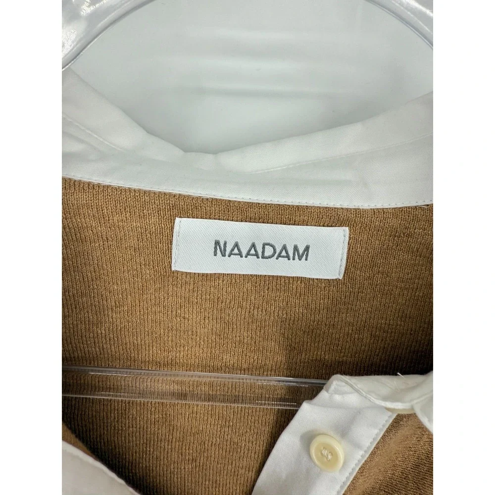 Naadam Mixed Media Crop Cardigan Sweater Size Large Cotton Cashmere Quiet Luxury - Picture 3 of 6